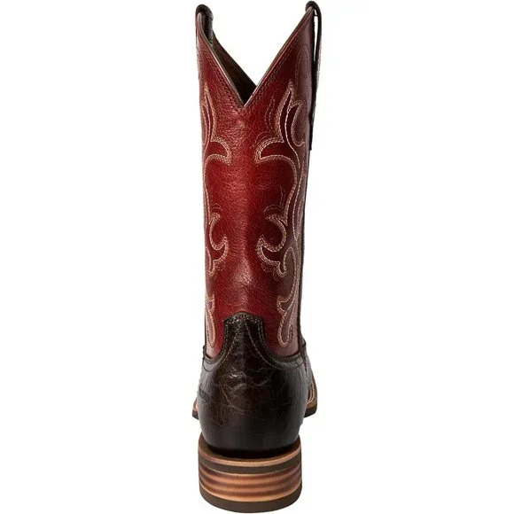 Women Square Toe Western Boots Wide Calf Cowgirl Boots Pull On Embroidered Red - Picture 6 of 9